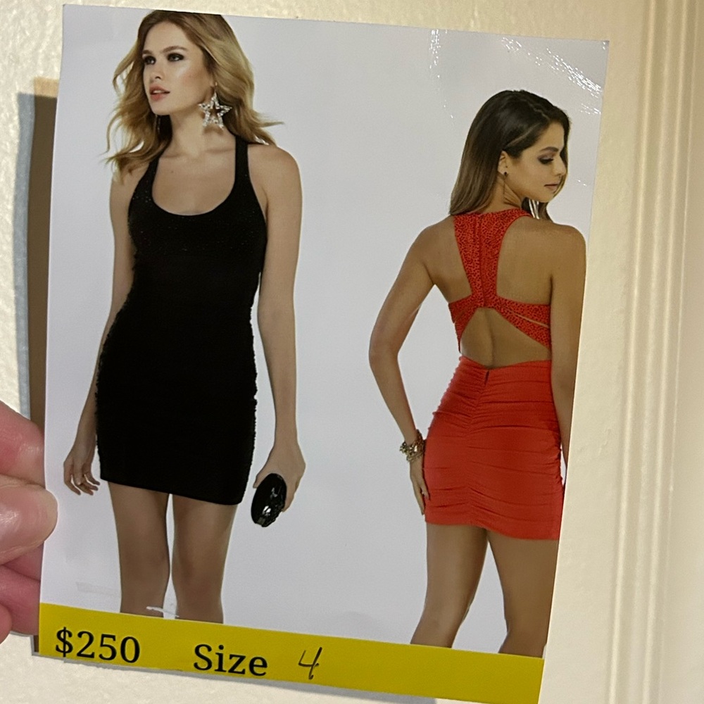 Size 4 red fitted dress with back strap zipper